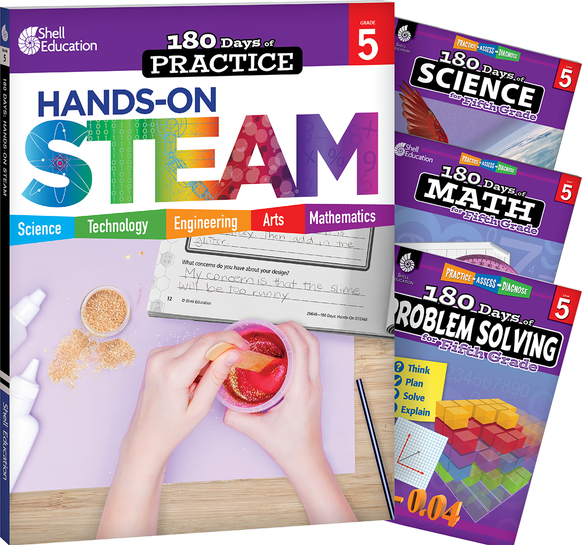 180 Days™: STEAM, Science, Math, & Problem Solving Grade 5: 4-Book Set