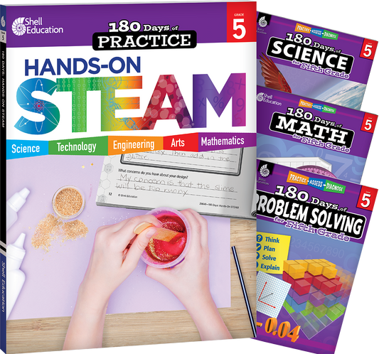 180 Days™: STEAM, Science, Math, & Problem Solving Grade 5: 4-Book Set