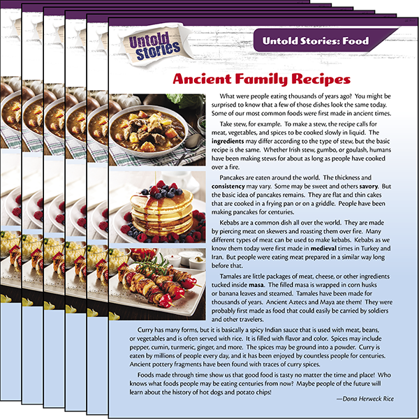 Untold Stories: Food: Ancient Family Recipes 6-Pack