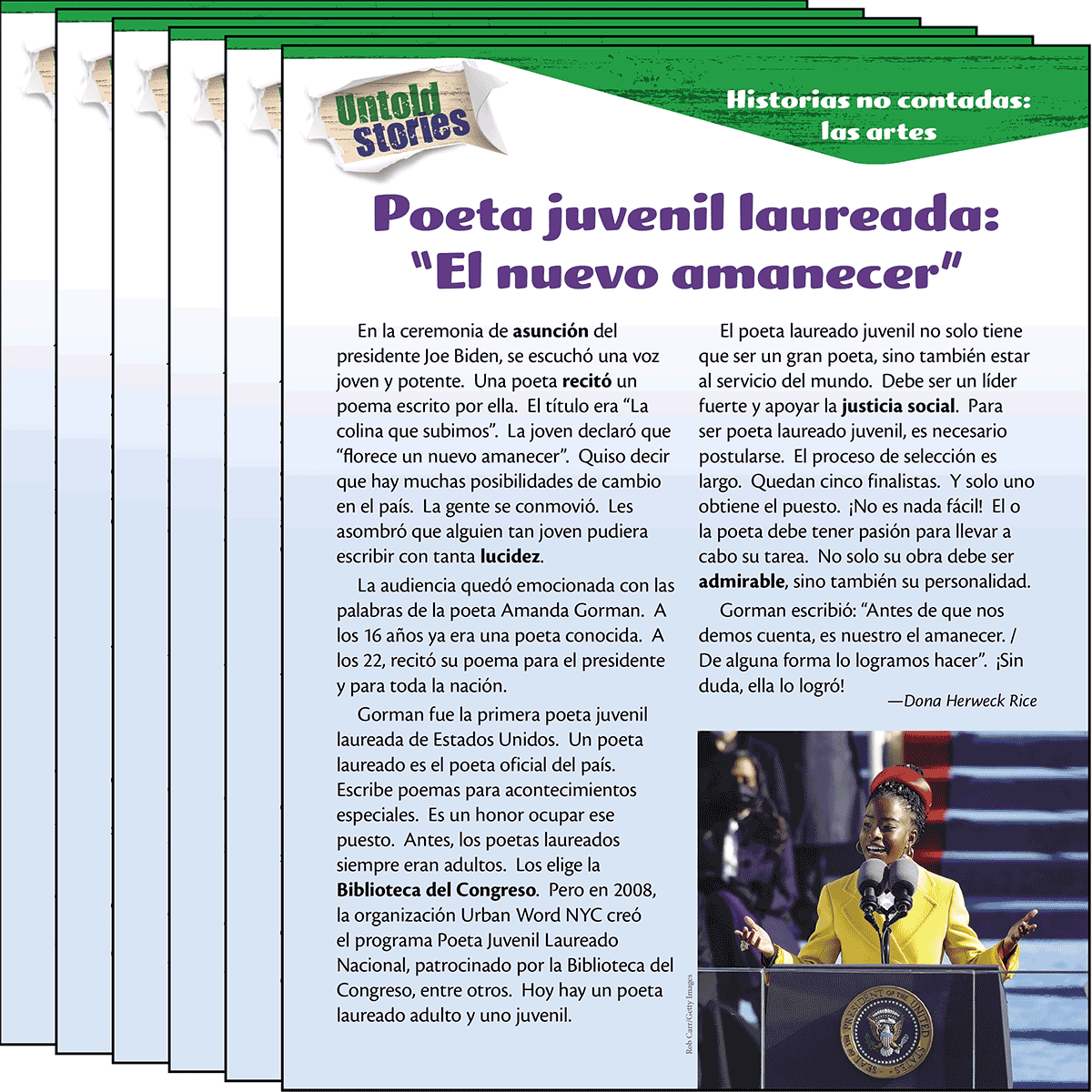 Historias no contadas: las artes: Poeta juvenil laureada: "El nuevo amanecer" 6-Pack